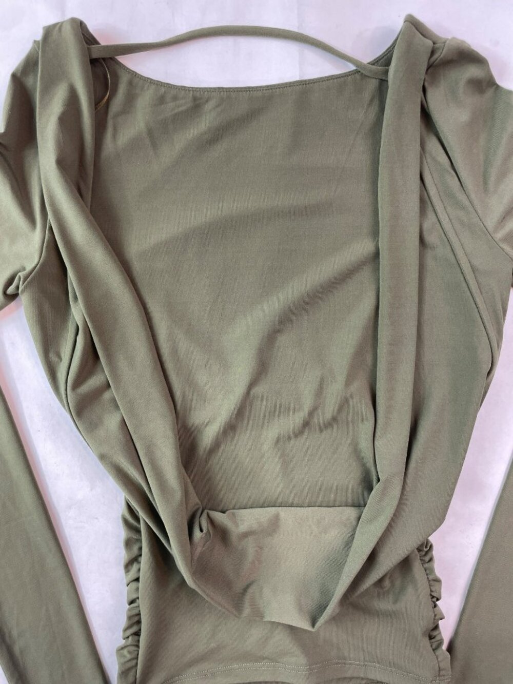 Garage Long Sleeve Cowl Back Top Kalamata Green Women's Size TTP/XXS MSRP$45 NWT - Picture 8 of 8